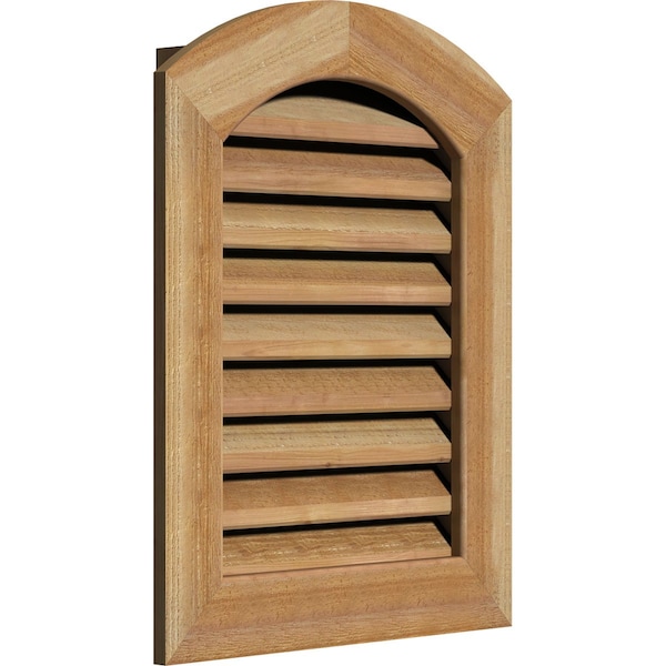 Ekena Millwork Arch Top Gable Vent Functional, Western Red Cedar Gable Vent w/ 1" x 4" Flat Trim Frame, 12"W x 34"H - GVWAR12X3401RFUWR