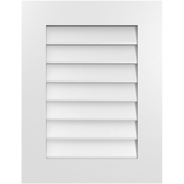 Ekena Millwork Vertical Surface Mount PVC Gable Vent: Non-Functional, w/ 3-1/2"W x 1"P Standard Frame, 20"W x 26"H - GVPVE20X2601SN