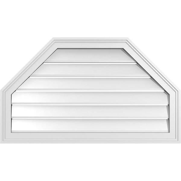 Ekena Millwork Octagonal Top Surface Mount PVC Gable Vent w/ 2"W x 1-1/2"P Brickmould Frame, 34"W x 20"H - GVPOT34X2002SF