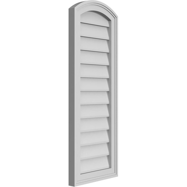 Ekena Millwork Arch Top Surface Mount PVC Gable Vent: Functional, w/ 2"W x 1-1/2"P Brickmould Frame, 14"W x 36"H - GVPAR14X3602SF