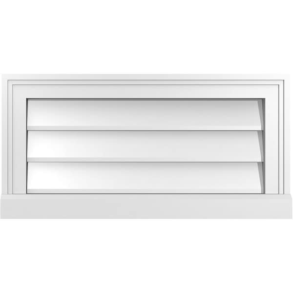 Ekena Millwork Vertical Surface Mount PVC Gable Vent w/ 2"W x 2"H , Brickmould Sill Frame, 24"W x 12"H - GVPVE24X1203SN