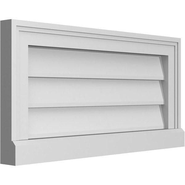 Ekena Millwork Vertical Surface Mount PVC Gable Vent w/ 2"W x 2"H , Brickmould Sill Frame, 24"W x 12"H - GVPVE24X1203SN