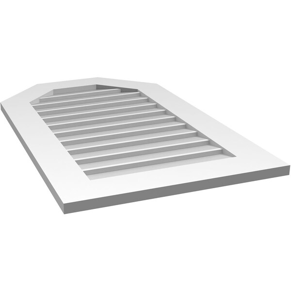 Ekena Millwork Octagonal Top Surface Mount PVC Gable Vent w/ 3-1/2"W x 1"P Standard Frame, 22"W x 36"H - GVPOT22X3601SN
