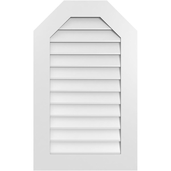 Ekena Millwork Octagonal Top Surface Mount PVC Gable Vent w/ 3-1/2"W x 1"P Standard Frame, 22"W x 36"H - GVPOT22X3601SN