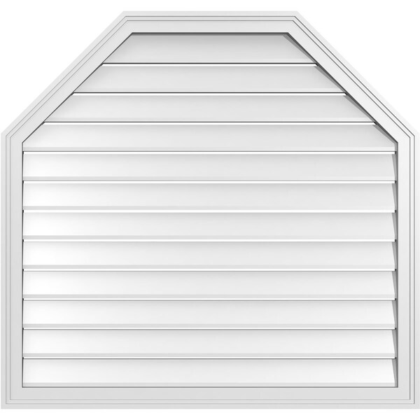 Ekena Millwork Octagonal Top Surface Mount PVC Gable Vent w/ 2"W x 1-1/2"P Brickmould Frame, 40"W x 38"H - GVPOT40X3802SF