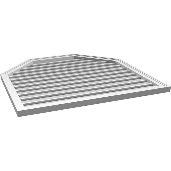 Ekena Millwork Octagonal Top Surface Mount PVC Gable Vent w/ 2"W x 1-1/2"P Brickmould Frame, 40"W x 38"H - GVPOT40X3802SF