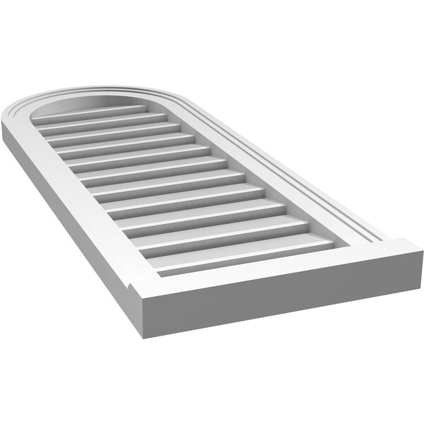Ekena Millwork Round Top Surface Mount PVC Gable Vent: Functional, w/ 2"W x 2"P Brickmould Sill Frame, 14"W x 36"H - GVPRT14X3603SF