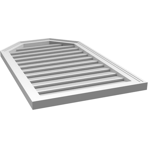 Ekena Millwork Octagonal Top Surface Mount PVC Gable Vent w/ 2"W x 1-1/2"P Brickmould Frame, 22"W x 36"H - GVPOT22X3602SF