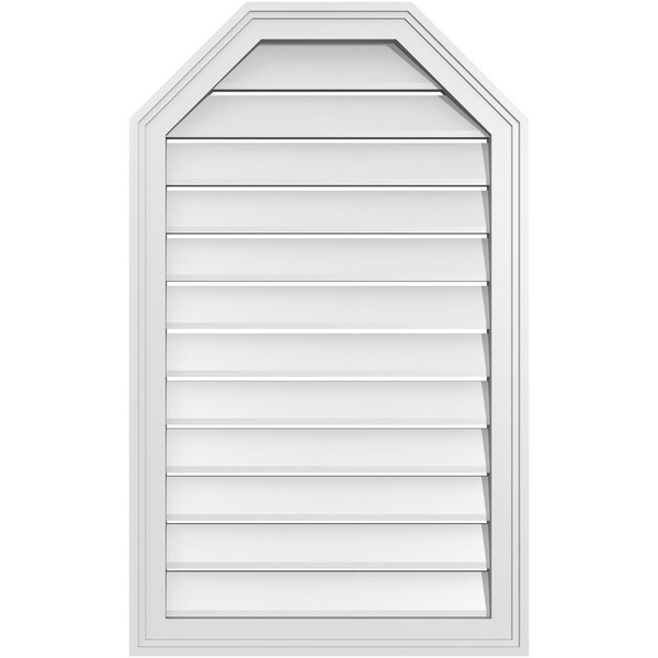 Ekena Millwork Octagonal Top Surface Mount PVC Gable Vent w/ 2"W x 1-1/2"P Brickmould Frame, 22"W x 36"H - GVPOT22X3602SF
