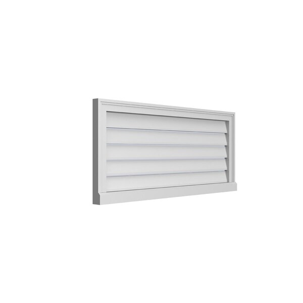 Ekena Millwork Vertical Surface Mount PVC Gable Vent: Functional, w/ 2"W x 2"P Brickmould Sill Frame, 40"W x 18"H - GVPVE40X1803SF