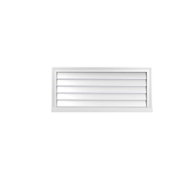 Ekena Millwork Vertical Surface Mount PVC Gable Vent: Functional, w/ 2"W x 2"P Brickmould Sill Frame, 40"W x 18"H - GVPVE40X1803SF