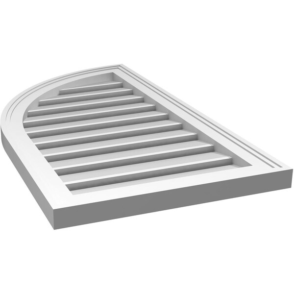 Ekena Millwork Quarter Round Top Left Surface Mount PVC Gable Vent w/ 2"W x 1-1/2"P Brickmould Frame, 18"W x 32"H - GVPQL18X3202SF