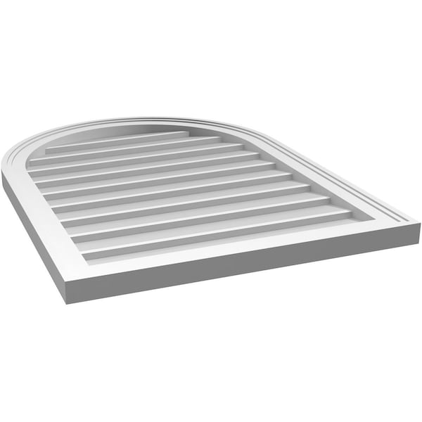 Ekena Millwork Round Top Surface Mount PVC Gable Vent w/ 2"W x 1-1/2"P Brickmould Frame, 24"W x 32"H - GVPRT24X3202SN