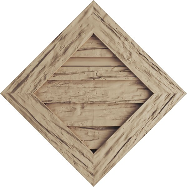 Ekena Millwork Timberthane Riverwood Diamond Faux Wood Non-Functional Gable Vent, Primed Tan, 36"W x 36"H - GVURDI36X36DRWPR