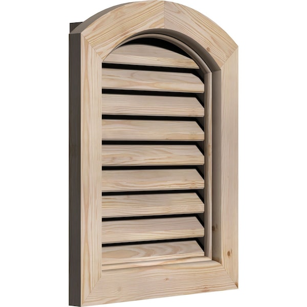 Ekena Millwork Arch Top Gable Vent Primed, Functional, Pine Gable Vent w/ Brick Mould Face Frame, 18"W x 34"H - GVWAR18X3400SFPPI