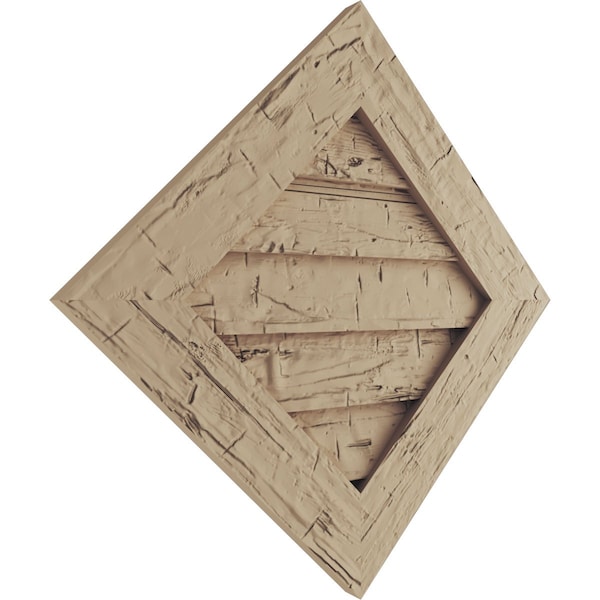 Ekena Millwork Timberthane Hand Hewn Diamond Faux Wood Non-Functional Gable Vent, Primed Tan, 30"W x 30"H - GVURDI30X30DHHPR