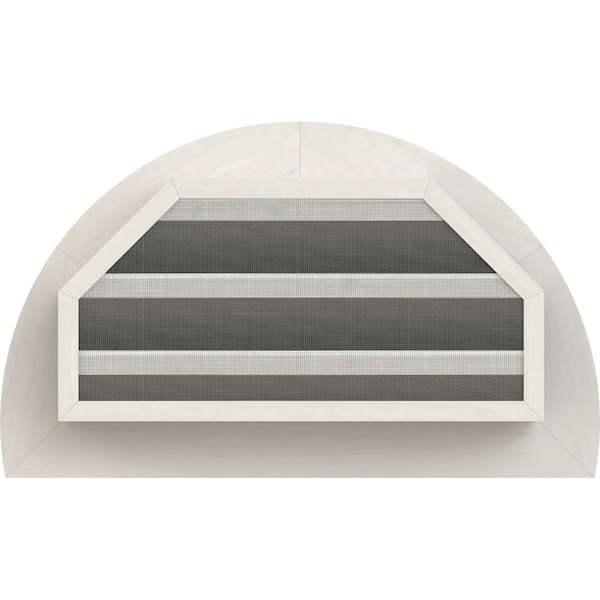 Ekena Millwork Half Round Gable Vent Primed, Functional, Pine Gable Vent w/ 1" x 4" Flat Trim Frame, 30"W x 15"H - GVWHR30X1501SFPPI