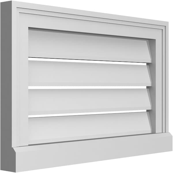 Ekena Millwork Vertical Surface Mount PVC Gable Vent: Functional, w/ 2"W x 2"P Brickmould Sill Frame, 22"W x 14"H - GVPVE22X1403SF