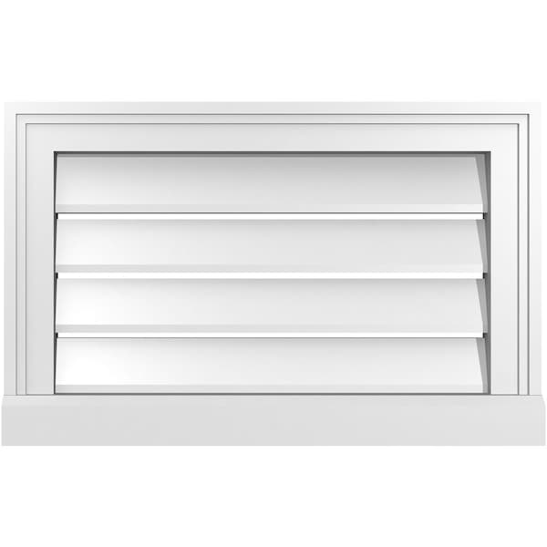 Ekena Millwork Vertical Surface Mount PVC Gable Vent: Functional, w/ 2"W x 2"P Brickmould Sill Frame, 22"W x 14"H - GVPVE22X1403SF