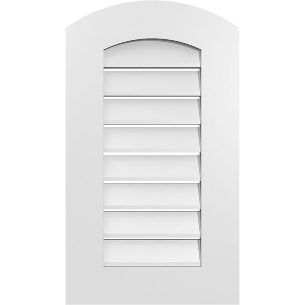 Ekena Millwork Arch Top Surface Mount PVC Gable Vent: Non-Functional, w/ 3-1/2"W x 1"P Standard Frame, 16"W x 26"H - GVPAR16X2601SN