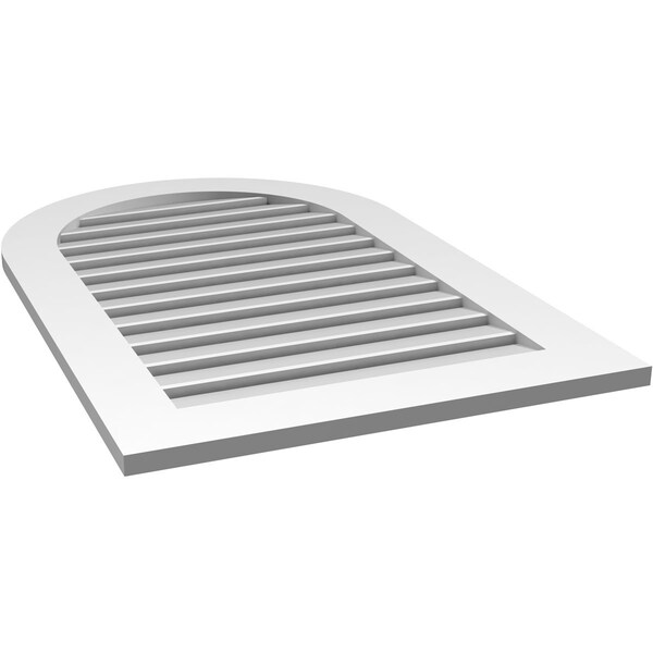 Ekena Millwork Round Top Surface Mount PVC Gable Vent: Functional, w/ 3-1/2"W x 1"P Standard Frame, 26"W x 40"H - GVPRT26X4001SF