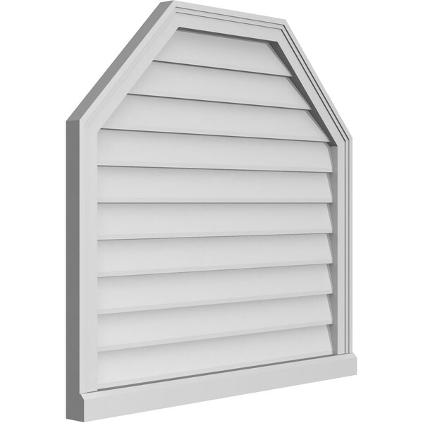 Ekena Millwork Octagonal Top Surface Mount PVC Gable Vent w/ 2"W x 2"P Brickmould Sill Frame, 34"W x 32"H - GVPOT34X3203SN