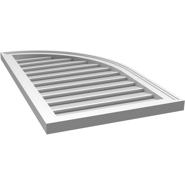 Ekena Millwork Quarter Round Top Right Surface Mount PVC Gable Vent w/ 2"W x 1-1/2"P Brickmould Frame, 20"W x 34"H - GVPQR20X3402SF