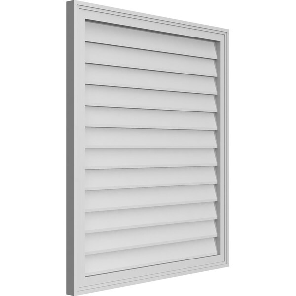 Ekena Millwork Vertical Surface Mount PVC Gable Vnt: Non-Functional, w/2"W x 1-1/2"H, Brickmould Frame, 32"W x 36"H - GVPVE32X3602SN