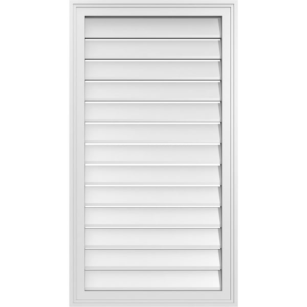 Ekena Millwork Vertical Surface Mount PVC Gable Vent: Functional, w/ 2"W x 1-1/2"P Brickmould Frame, 22"W x 40"H - GVPVE22X4002SF