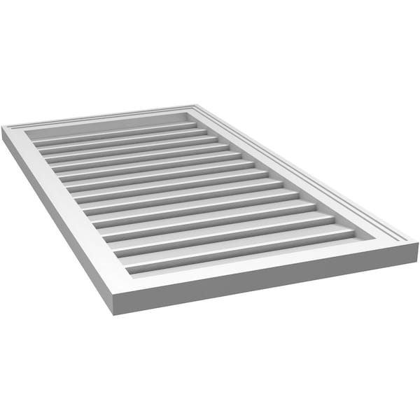 Ekena Millwork Vertical Surface Mount PVC Gable Vent: Functional, w/ 2"W x 1-1/2"P Brickmould Frame, 22"W x 40"H - GVPVE22X4002SF
