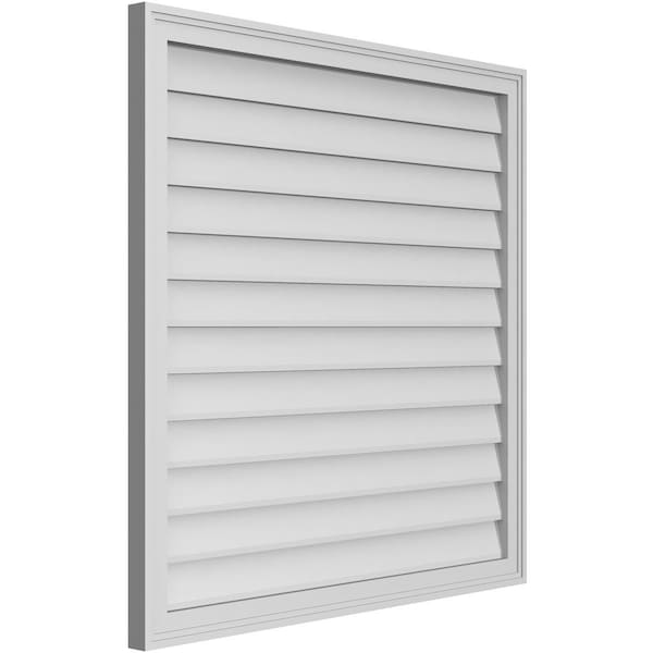 Ekena Millwork Vertical Surface Mount PVC Gable Vnt: Non-Functional, w/2"W x 1-1/2"H, Brickmould Frame, 38"W x 38"H - GVPVE38X3802SN