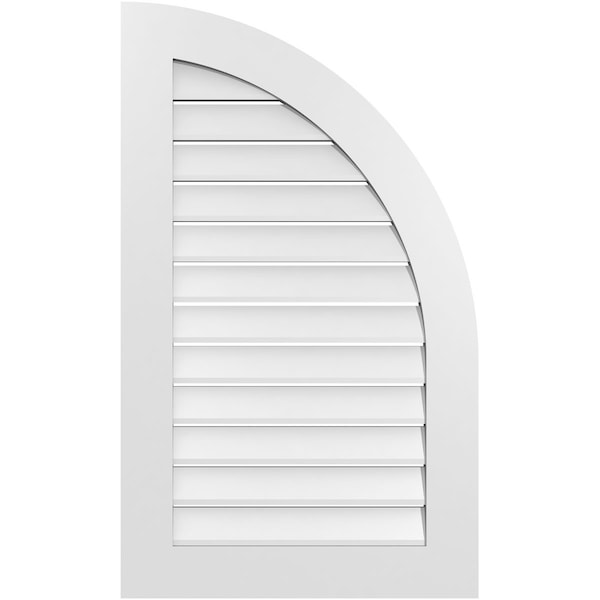 Ekena Millwork Quarter Round Top Right Surface Mount PVC Gable Vent w/ 3-1/2"W x 1"P Standard Frame, 24"W x 40"H - GVPQR24X4001SF