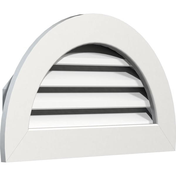 Ekena Millwork Half Round Gable Vent Functional, PVC Gable Vent w/ 1" x 4" Flat Trim Frame, 14"W x 07"H - GVPHR14X0701FUN
