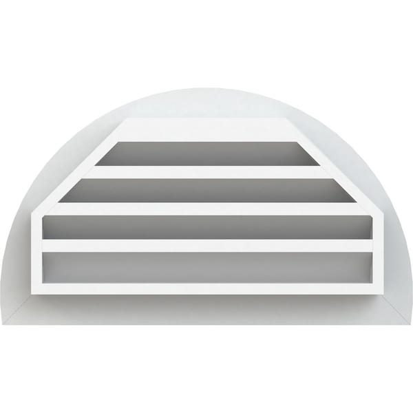 Ekena Millwork Half Round Gable Vent Functional, PVC Gable Vent w/ 1" x 4" Flat Trim Frame, 14"W x 07"H - GVPHR14X0701FUN