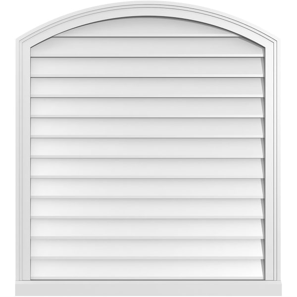Ekena Millwork Arch Top Surface Mount PVC Gable Vent: Functional, w/ 2"W x 2"P Brickmould Sill Frame, 36"W x 40"H - GVPAR36X4003SF