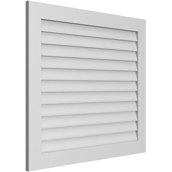 Ekena Millwork Vertical Surface Mount PVC Gable Vent: Non-Functional, w/3-1/2"W x 1"H, Standard Frame, 42"W x 36"H - GVPVE42X3601SN