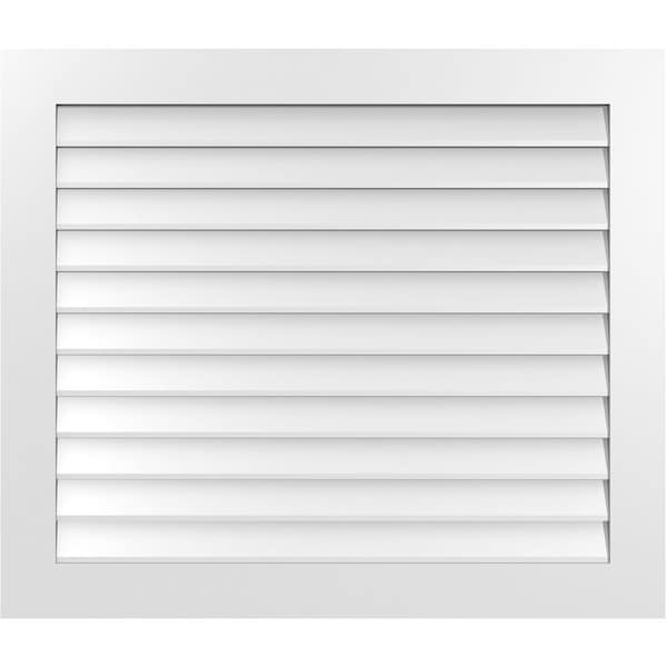 Ekena Millwork Vertical Surface Mount PVC Gable Vent: Non-Functional, w/3-1/2"W x 1"H, Standard Frame, 42"W x 36"H - GVPVE42X3601SN