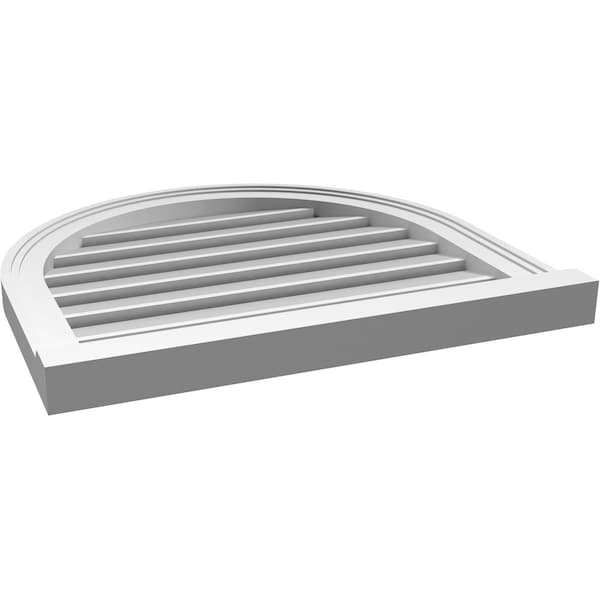 Ekena Millwork Round Top Surface Mount PVC Gable Vent: Functional, w/ 2"W x 2"P Brickmould Sill Frame, 24"W x 22"H - GVPRT24X2203SF
