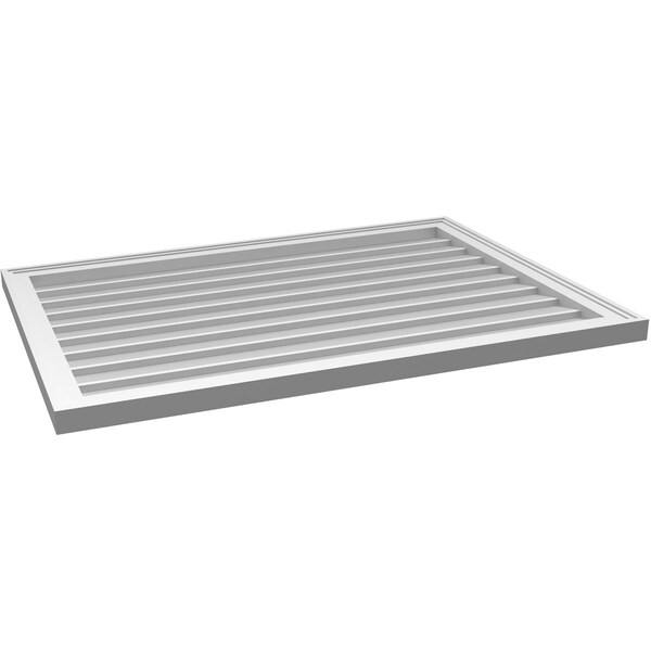 Ekena Millwork Vertical Surface Mount PVC Gable Vnt: Non-Functional, w/2"W x 1-1/2"H, Brickmould Frame, 40"W x 28"H - GVPVE40X2802SN