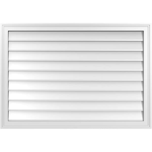 Ekena Millwork Vertical Surface Mount PVC Gable Vnt: Non-Functional, w/2"W x 1-1/2"H, Brickmould Frame, 40"W x 28"H - GVPVE40X2802SN