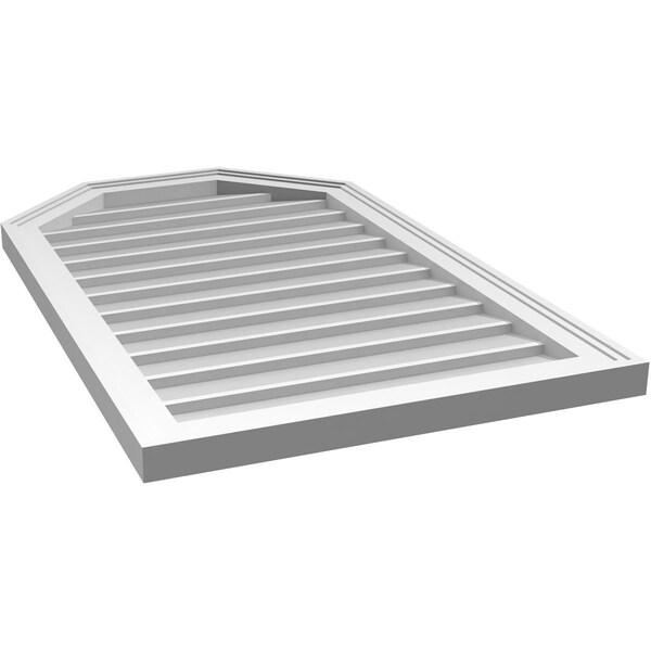Ekena Millwork Octagonal Top Surface Mount PVC Gable Vent w/ 2"W x 1-1/2"P Brickmould Frame, 22"W x 36"H - GVPOT22X3602SN