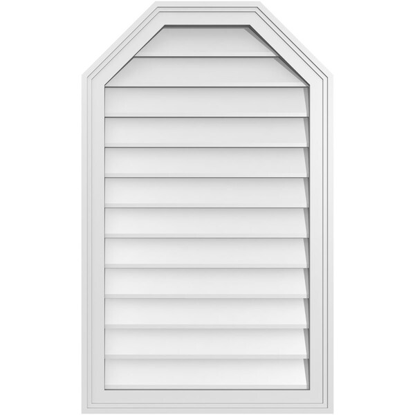 Ekena Millwork Octagonal Top Surface Mount PVC Gable Vent w/ 2"W x 1-1/2"P Brickmould Frame, 22"W x 36"H - GVPOT22X3602SN
