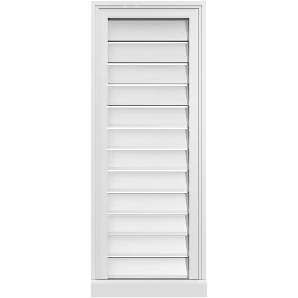 Ekena Millwork Vertical Surface Mount PVC Gable Vent: Functional, w/ 2"W x 2"P Brickmould Sill Frame, 14"W x 36"H - GVPVE14X3603SF