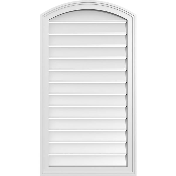 Ekena Millwork Arch Top Surface Mount PVC Gable Vent: Non-Functional, w/2"W x 1-1/2"P Brickmould Frame, 22"W x 38"H - GVPAR22X3802SN