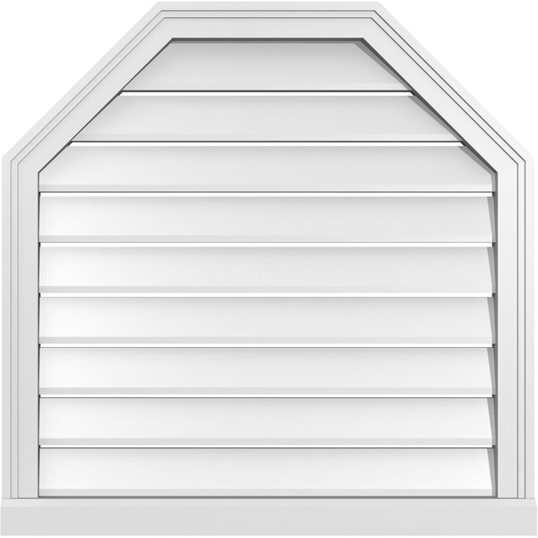 Ekena Millwork Octagonal Top Surface Mount PVC Gable Vent w/ 2"W x 2"P Brickmould Sill Frame, 30"W x 30"H - GVPOT30X3003SF