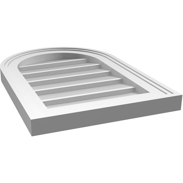 Ekena Millwork Round Top Surface Mount PVC Gable Vent w/ 2"W x 1-1/2"P Brickmould Frame, 14"W x 20"H - GVPRT14X2002SN