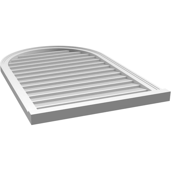Ekena Millwork Round Top Surface Mount PVC Gable Vent w/ 2"W x 2"P Brickmould Sill Frame, 28"W x 42"H - GVPRT28X4203SN
