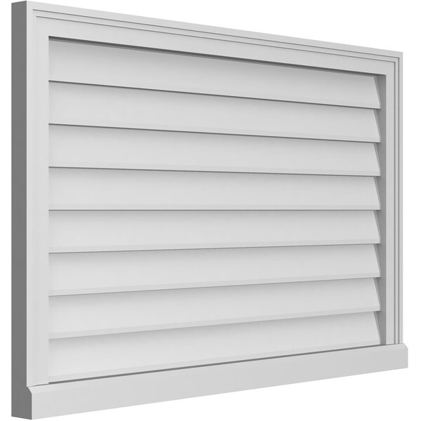Ekena Millwork Vertical Surface Mount PVC Gable Vent w/ 2"W x 2"H , Brickmould Sill Frame, 40"W x 26"H - GVPVE40X2603SN