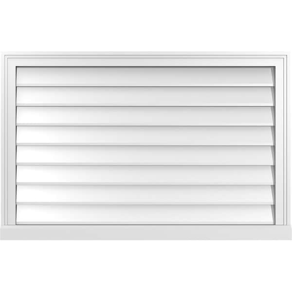 Ekena Millwork Vertical Surface Mount PVC Gable Vent w/ 2"W x 2"H , Brickmould Sill Frame, 40"W x 26"H - GVPVE40X2603SN