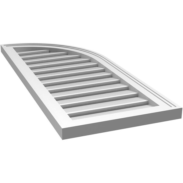 Ekena Millwork Quarter Round Top Right Surface Mount PVC Gable Vent w/ 2"W x 1-1/2"P Brickmould Frame, 16"W x 38"H - GVPQR16X3802SF